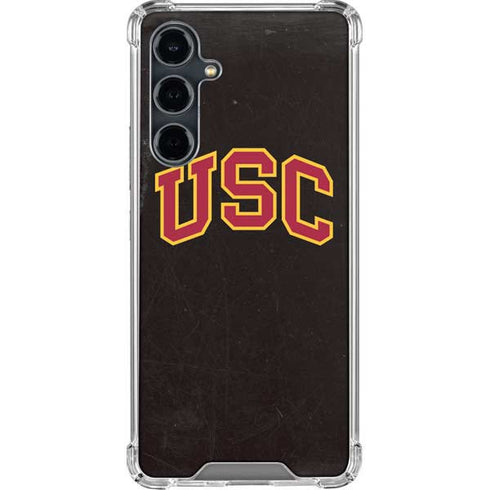 University of Southern California USC Logo Black Distressed Galaxy S23 FE Clear Case