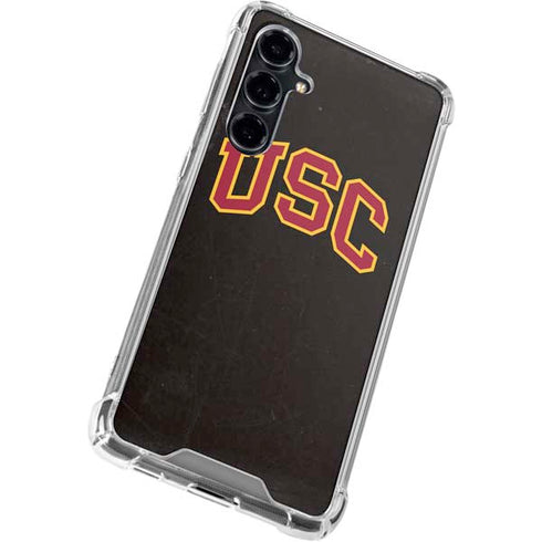 University of Southern California USC Logo Black Distressed Galaxy S23 FE Clear Case