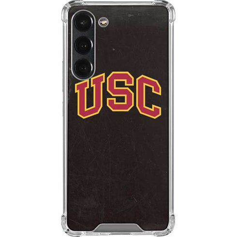 University of Southern California USC Logo Black Distressed Galaxy S23 Plus Clear Case