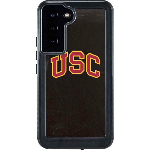 University of Southern California USC Logo Black Distressed Galaxy S23 Plus Waterproof Case