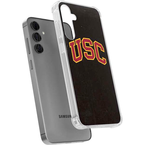 University of Southern California USC Logo Black Distressed Galaxy S24 Plus Clear Case