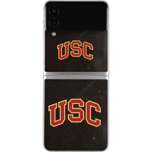 University of Southern California USC Logo Black Distressed Galaxy Z Flip3 5G Skin