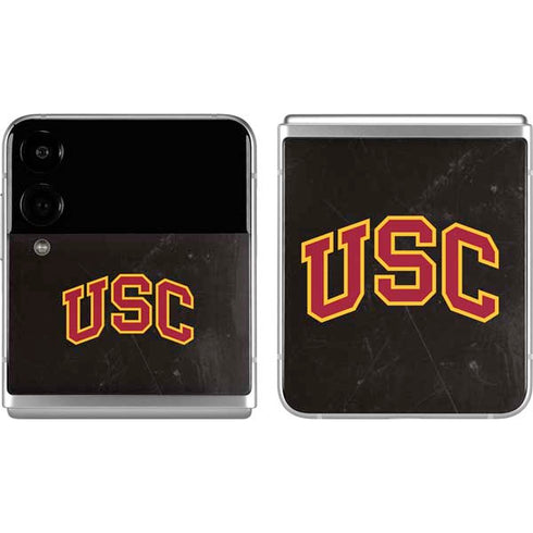 University of Southern California USC Logo Black Distressed Galaxy Z Flip4 5G Skin