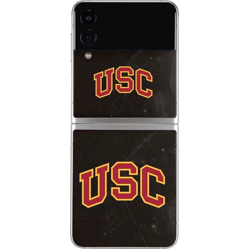 University of Southern California USC Logo Black Distressed Galaxy Z Flip4 5G Skin