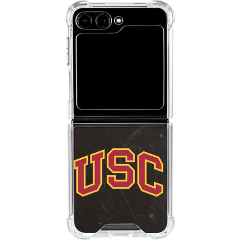 University of Southern California USC Logo Black Distressed Galaxy Z Flip5 5G Clear Case