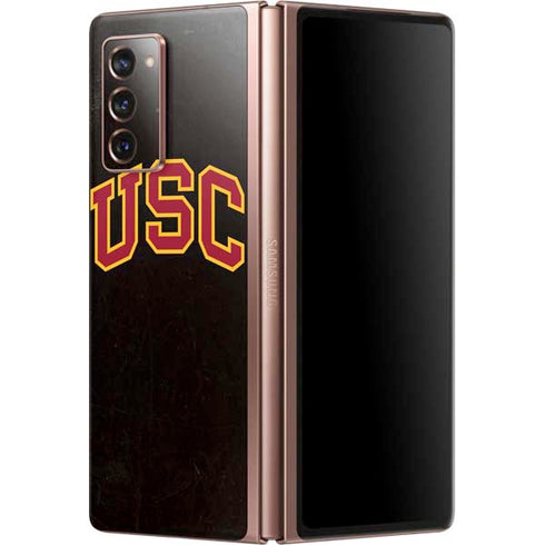 University of Southern California USC Logo Black Distressed Galaxy Z Fold2 5G Skin