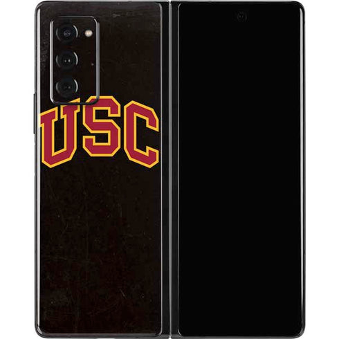 University of Southern California USC Logo Black Distressed Galaxy Z Fold2 5G Skin