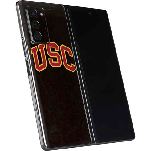 University of Southern California USC Logo Black Distressed Galaxy Z Fold2 5G Skin