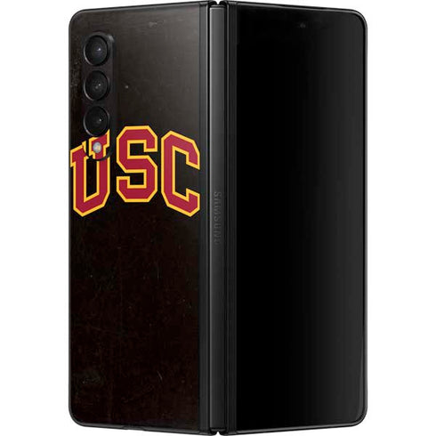 University of Southern California USC Logo Black Distressed Galaxy Z Fold3 5G Skin