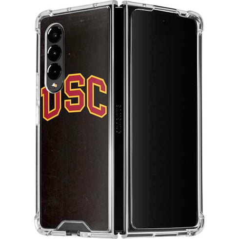 University of Southern California USC Logo Black Distressed Galaxy Z Fold4 5G Clear Case