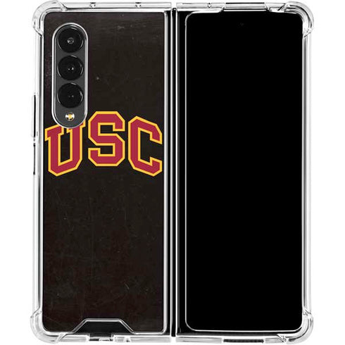 University of Southern California USC Logo Black Distressed Galaxy Z Fold4 5G Clear Case