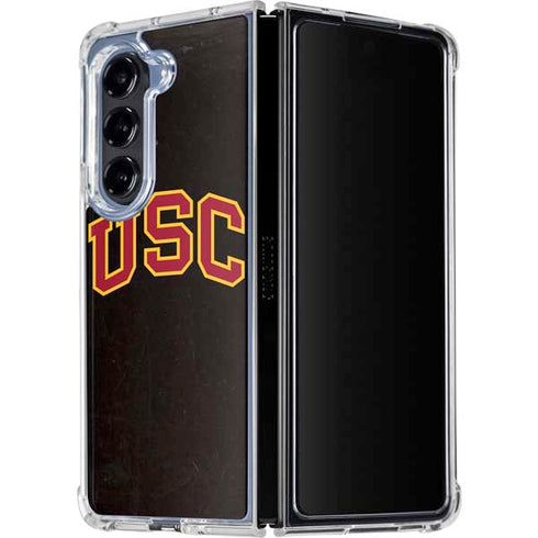 University of Southern California USC Logo Black Distressed Galaxy Z Fold5 5G Clear Case