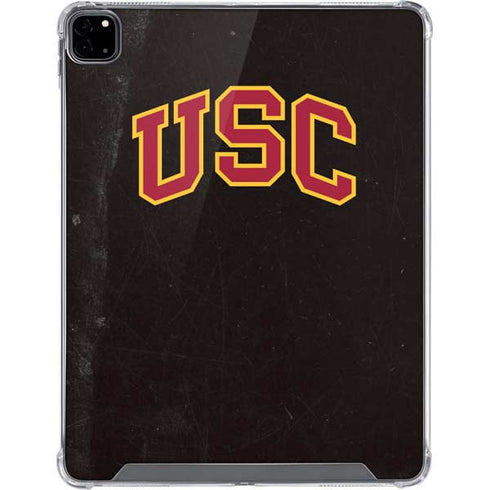 University of Southern California USC Logo Black Distressed iPad Pro 12.9in (2020) Clear Case