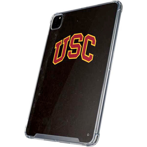 University of Southern California USC Logo Black Distressed iPad Pro 12.9in (2020) Clear Case