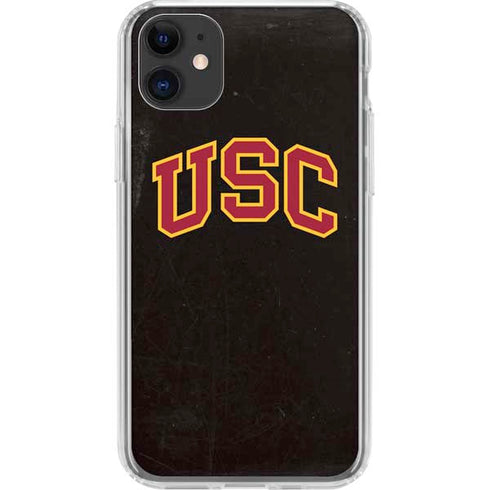 University of Southern California USC Logo Black Distressed iPhone 11 Clear Case
