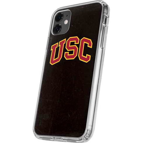 University of Southern California USC Logo Black Distressed iPhone 11 Clear Case