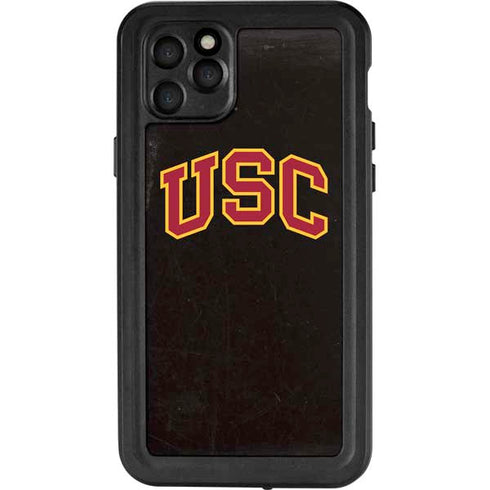University of Southern California USC Logo Black Distressed iPhone 11 Pro Max Waterproof Case