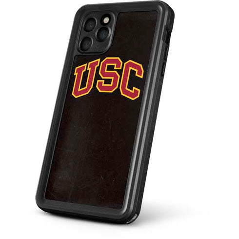 University of Southern California USC Logo Black Distressed iPhone 11 Pro Max Waterproof Case