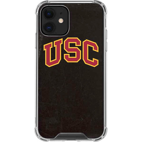 University of Southern California USC Logo Black Distressed iPhone 12 Clear Case