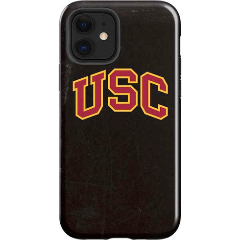 University of Southern California USC Logo Black Distressed iPhone 12 Impact Case