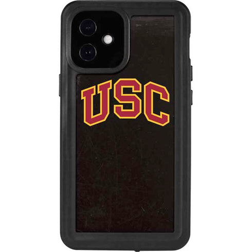 University of Southern California USC Logo Black Distressed iPhone 12 Mini Waterproof Case