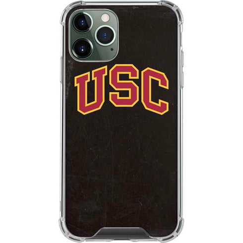 University of Southern California USC Logo Black Distressed iPhone 12 Pro Clear Case
