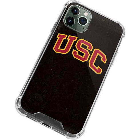 University of Southern California USC Logo Black Distressed iPhone 12 Pro Clear Case