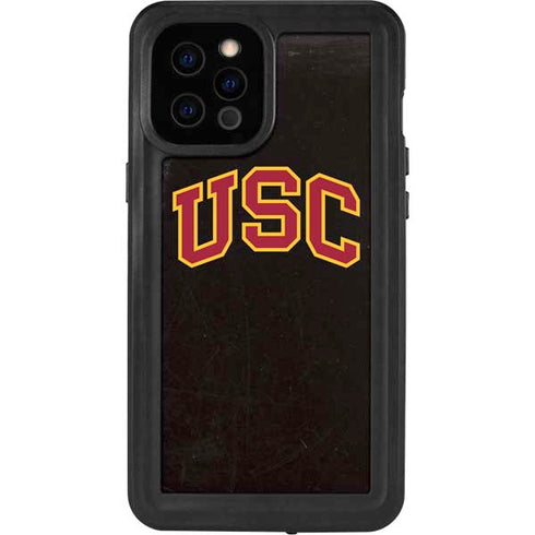 University of Southern California USC Logo Black Distressed iPhone 12 Pro Max Waterproof Case