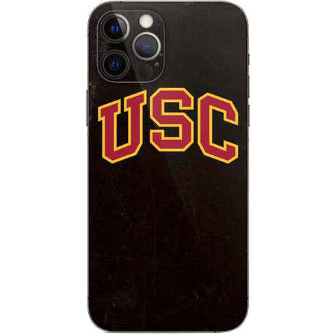 University of Southern California USC Logo Black Distressed iPhone 12 Pro Skin