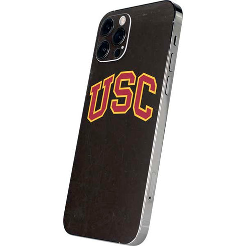 University of Southern California USC Logo Black Distressed iPhone 12 Pro Skin