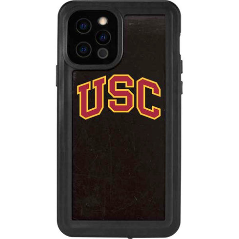 University of Southern California USC Logo Black Distressed iPhone 12 Pro Waterproof Case
