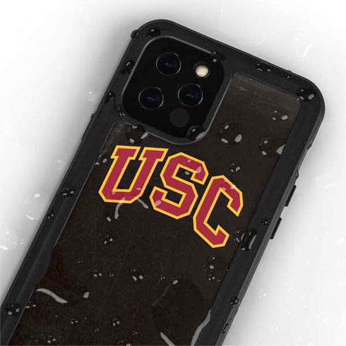 University of Southern California USC Logo Black Distressed iPhone 12 Pro Waterproof Case