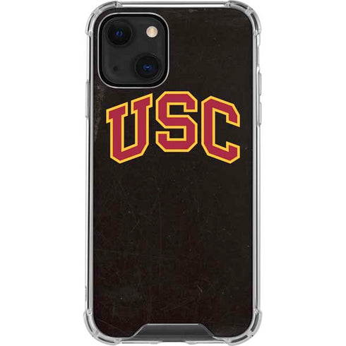 University of Southern California USC Logo Black Distressed iPhone 13 Mini Clear Case