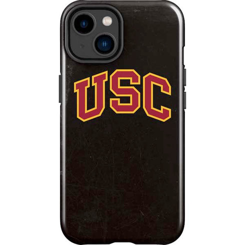 University of Southern California USC Logo Black Distressed iPhone 15 Plus Impact Case