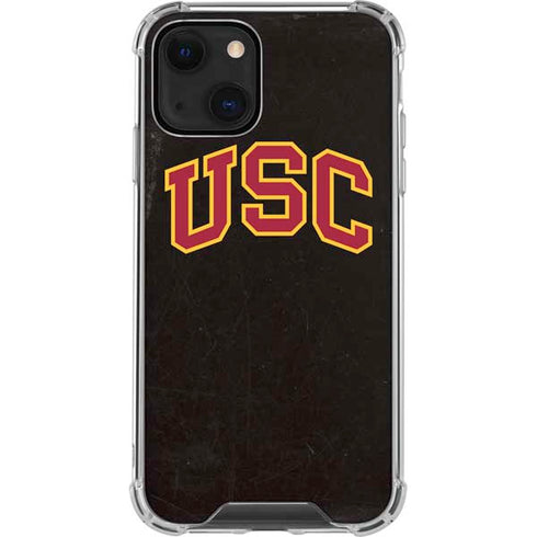 University of Southern California USC Logo Black Distressed iPhone 14 Plus Clear Case