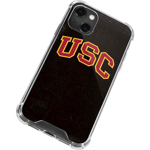 University of Southern California USC Logo Black Distressed iPhone 14 Plus Clear Case
