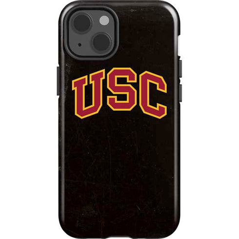 University of Southern California USC Logo Black Distressed iPhone 15 Impact Case
