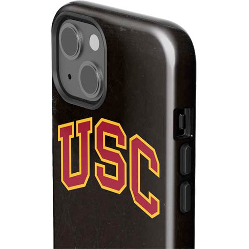 University of Southern California USC Logo Black Distressed iPhone 15 Impact Case
