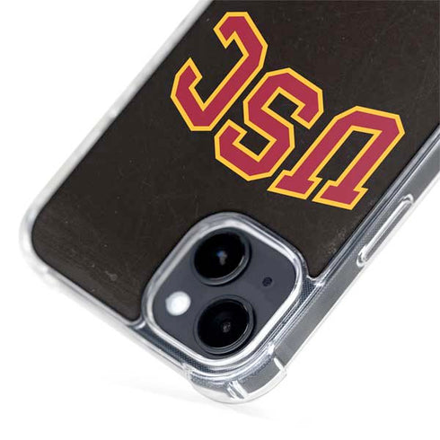 University of Southern California USC Logo Black Distressed iPhone 15 Plus MagSafe Case
