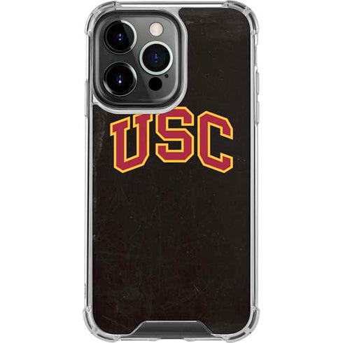 University of Southern California USC Logo Black Distressed iPhone 15 Pro Clear Case