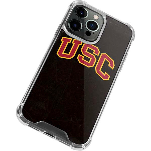 University of Southern California USC Logo Black Distressed iPhone 15 Pro Clear Case