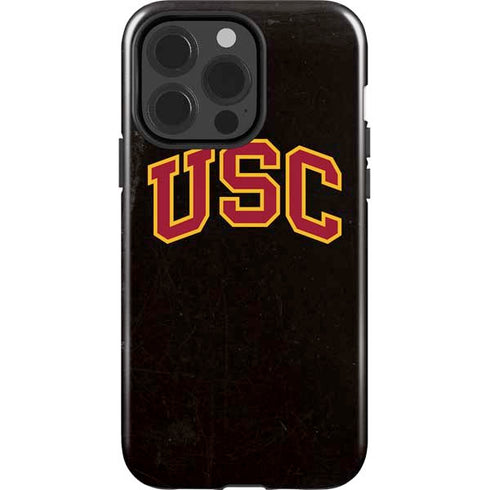 University of Southern California USC Logo Black Distressed iPhone 14 Pro Impact Case