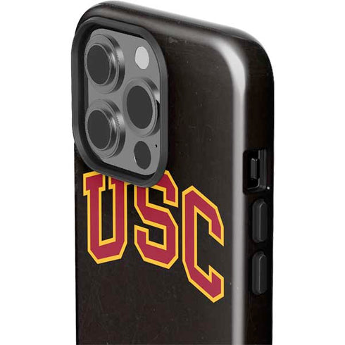 University of Southern California USC Logo Black Distressed iPhone 14 Pro Impact Case