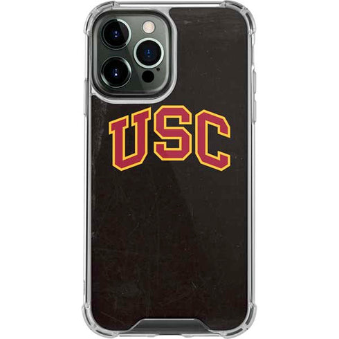 University of Southern California USC Logo Black Distressed iPhone 14 Pro Max Clear Case