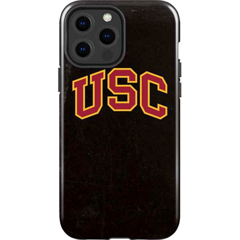 University of Southern California USC Logo Black Distressed iPhone 15 Pro Max Impact Case