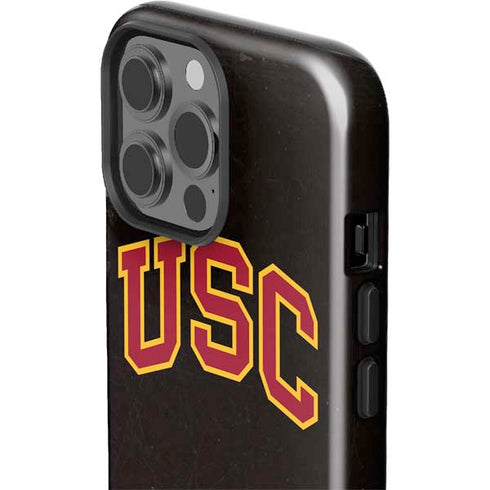 University of Southern California USC Logo Black Distressed iPhone 15 Pro Max Impact Case