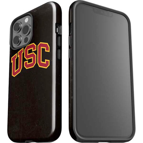 University of Southern California USC Logo Black Distressed iPhone 15 Pro Max Impact Case