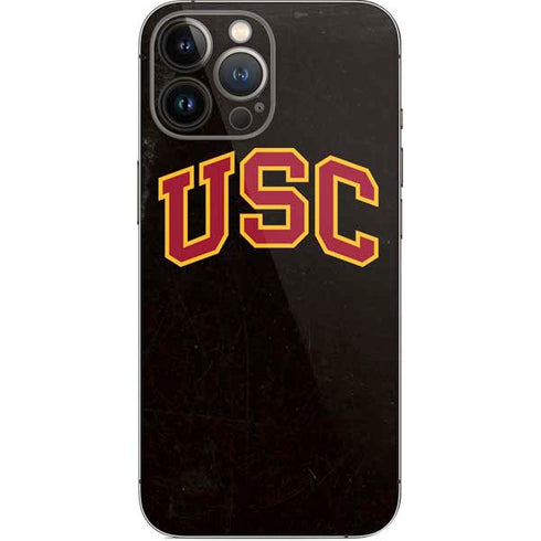 University of Southern California USC Logo Black Distressed iPhone 14 Pro Max Skin
