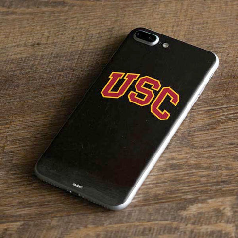 University of Southern California USC Logo Black Distressed iPhone 8 Plus Skin