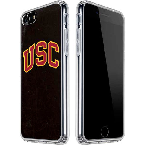University of Southern California USC Logo Black Distressed iPhone SE (2nd & 3rd Gen) Clear Case